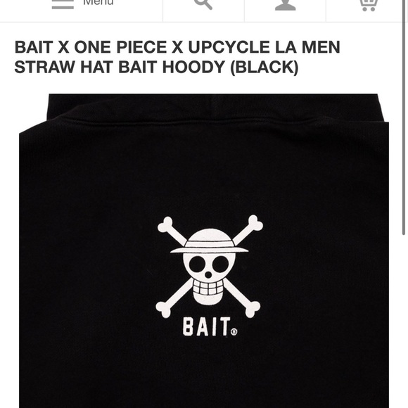 BAIT X ONE PIECE X UPCYCLE LA MEN STRAW HAT BAIT HOODY (BLACK Onepiece B… - Picture 3 of 7